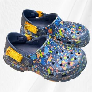 Crocs Kids' Fun Lab Multi Speckle Clogs Junior Size 1, Adjustable Straps